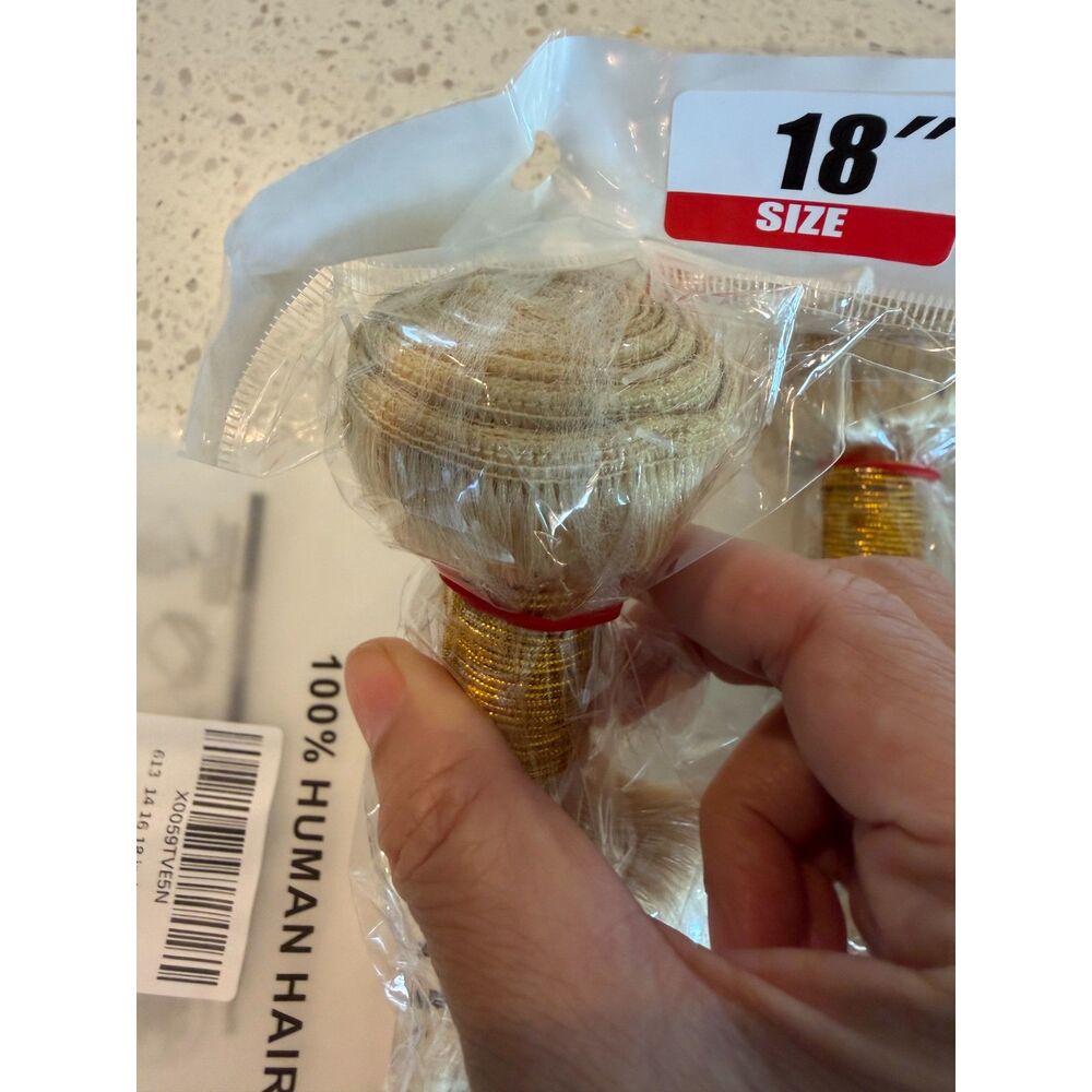 613 Blonde Body Wave Human Hair 3 Bundles 14 16 18in Brazilian Virgin - Picture 3 of 4